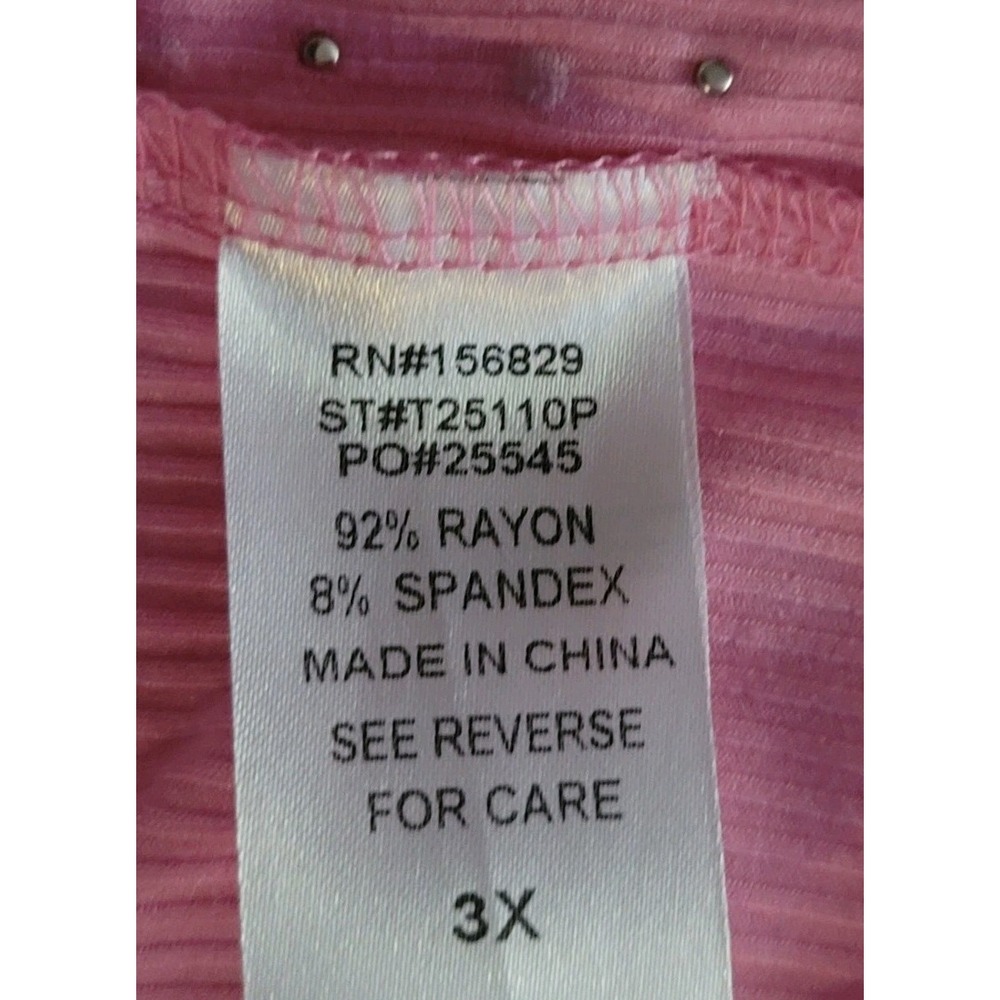 Plus Size 3X Pink Ribbed Tank Top Pearl Beaded Studded Y2K Coquette Stretch - Picture 10 of 10